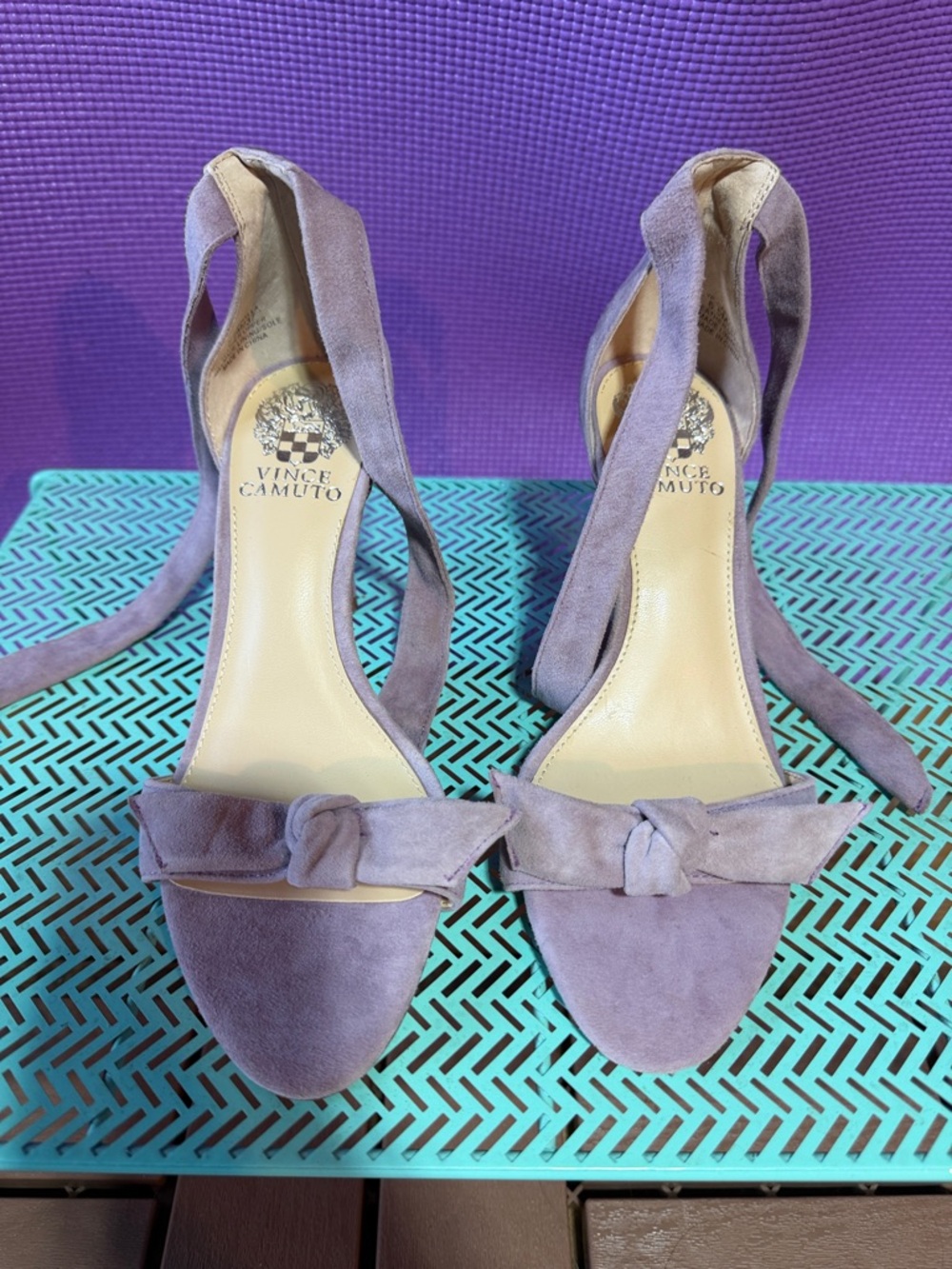 Vince Camuto Purple Suede Tie-Ankle Heels